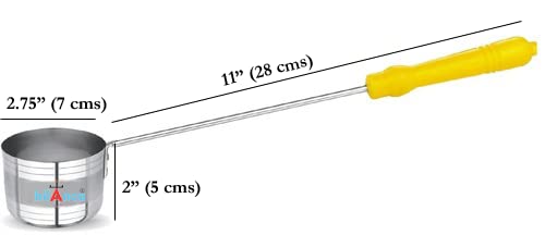 Water Ladle with Handle for Matka Poring Pouring Dispenser Stainless Steel Glass Lota Ghada Oil Dosa Mugs (Yellow_Big)