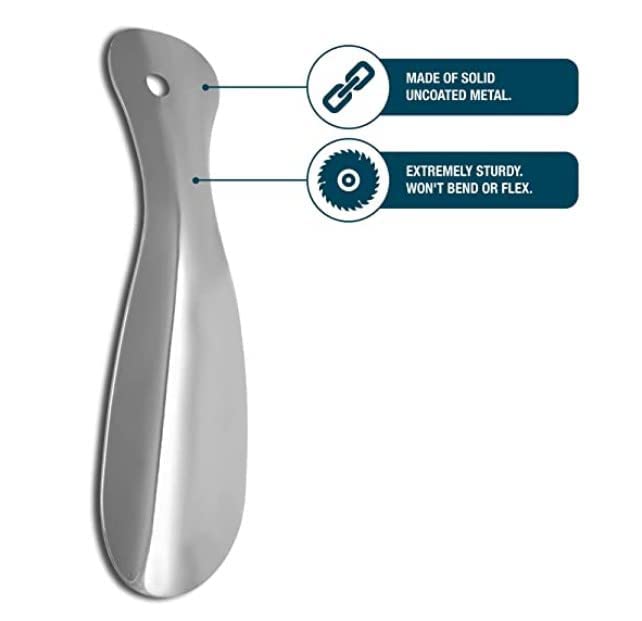 Metal Shoe Horn 6 Inches Long 1.75" Width Travel Shoe Helper for Kids Adults Multi