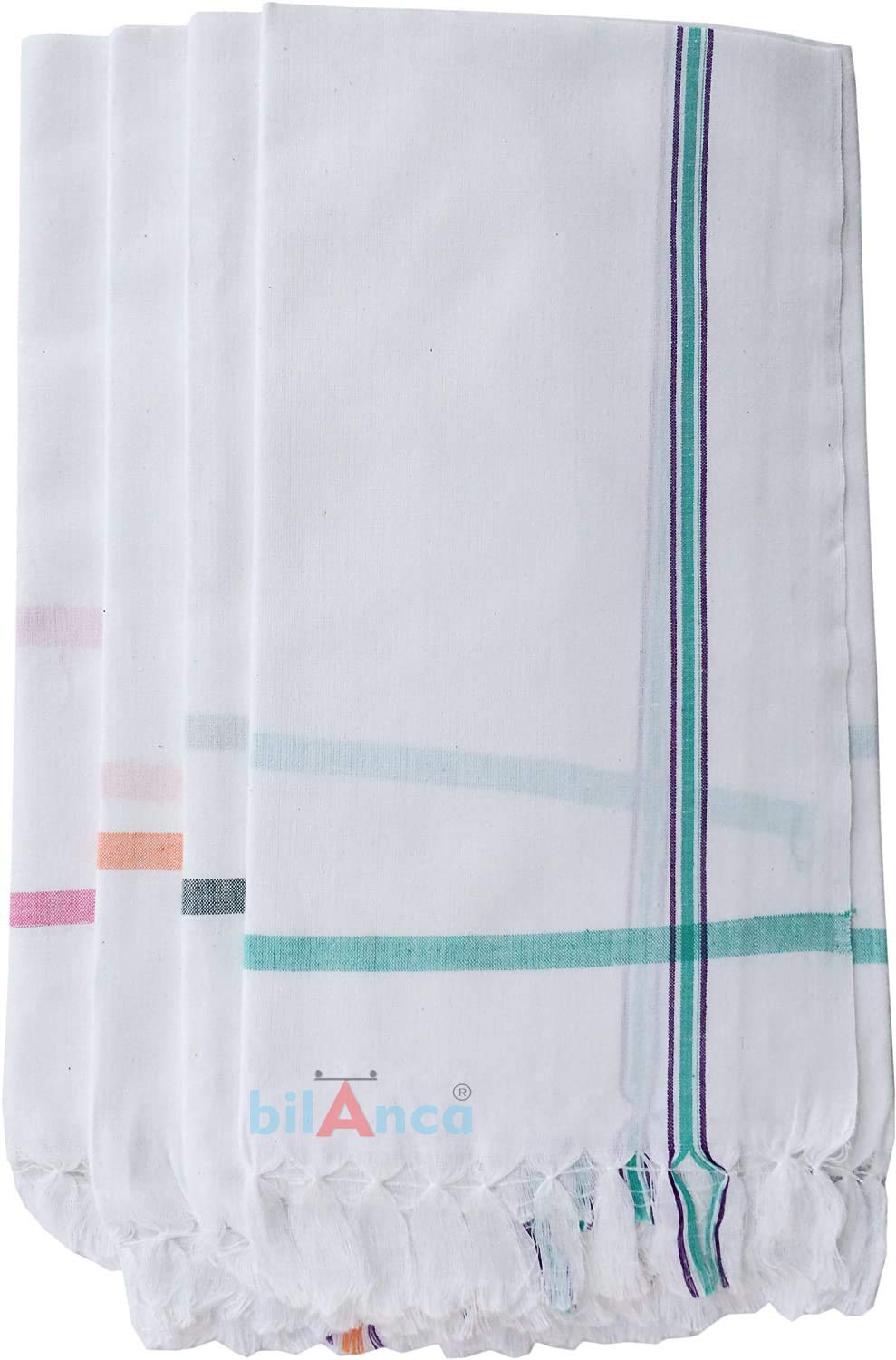 Big Traditional 68" x 34" 300 GSM 100% Pure Cotton Khadi White Gamcha Bath Towel Men Women Kids Best All Season (1)