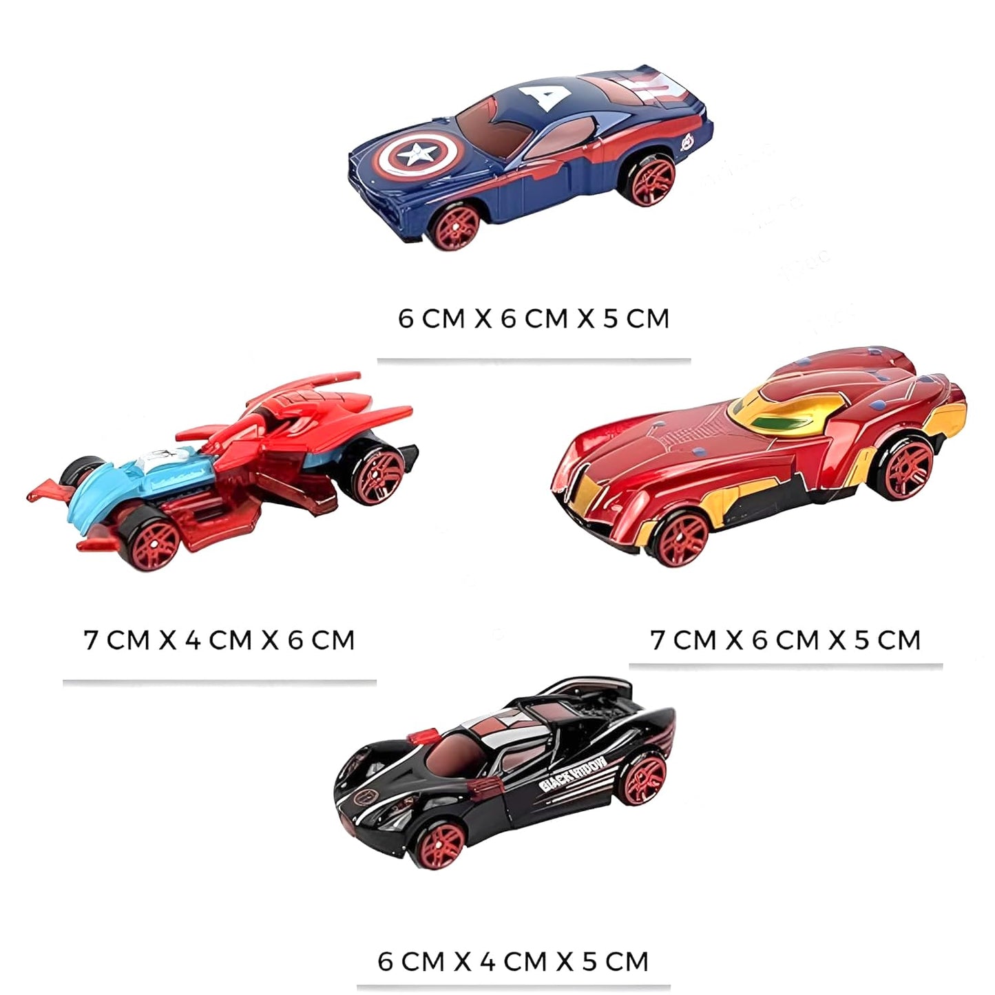 Die Cast Mini Metal Cars Racing Series Metal Automobile Alloy Body Wheel Super Heroes Toys Mini Racers Series Movie Vehicle (Multicolour) Pack of 4