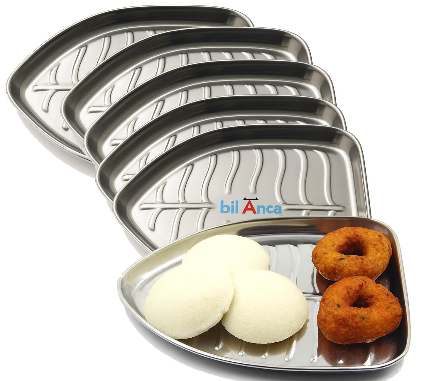 Leaf Shape Stainless Steel Serving Plate | Premium Snack & Dry Fruit Tray | Elegant Steel Platter for Dining, Sweets, Namkeen & Home Décor | Rust-Free, Mirror Finish (1, Med - 23 * 18 CMS)