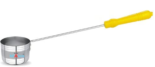 Water Ladle with Handle for Matka Poring Pouring Dispenser Stainless Steel Glass Lota Ghada Oil Dosa Mugs (Yellow_Big)