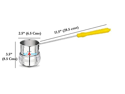 Water Ladle with Handle for Matka Poring Pouring Dispenser Stainless Steel Glass Lota Ghada Oil Dosa Mugs (Yellow_Big)