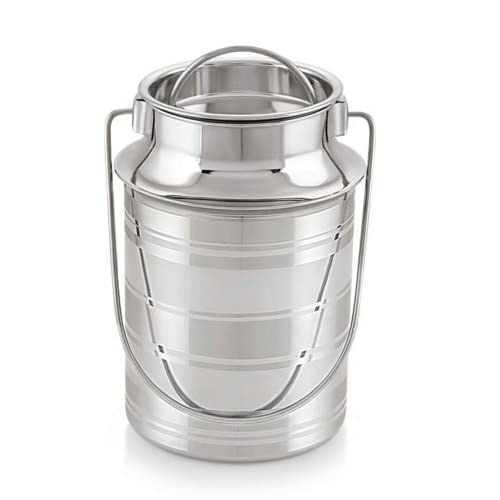 Stainless Steel Milk Storage Can 1 | 1.5 | 2 Liter with Lid Ghee Can Milk Pot Oil container Milk Barni Milk Dolu