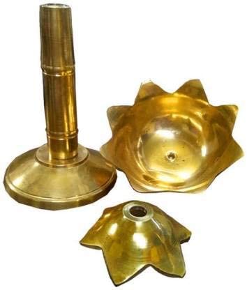 Brass Akhand Jyoti Laxmi Kuber Kamal Lotus Diya On Stand (Kamal Diya)