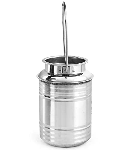 Stainless Steel Milk Storage Can 1 | 1.5 | 2 Liter with Lid Ghee Can Milk Pot Oil container Milk Barni Milk Dolu