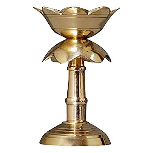 Brass Akhand Jyoti Laxmi Kuber Kamal Lotus Diya On Stand (Kamal Diya)