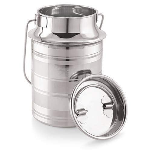 Stainless Steel Milk Storage Can 1 | 1.5 | 2 Liter with Lid Ghee Can Milk Pot Oil container Milk Barni Milk Dolu