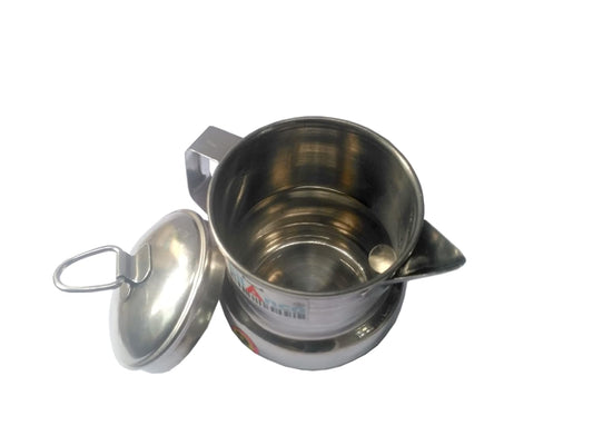 Oil Ghee Jar Pot Stainless Steel Container Storage for Kitchen Pooja puja Rituals Tel ka dabba (Oil Jar 500 ML)