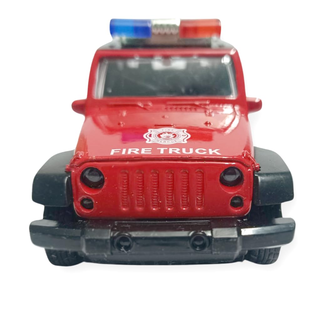 One Metal Fire Truck Thar Car Alloy Body Diecast Cars Super Hot Toys Wheels for Kids Multi Color Assortment Pack of ONE (Thar RED)