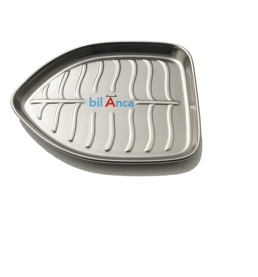 Leaf Shape Stainless Steel Serving Plate | Premium Snack & Dry Fruit Tray | Elegant Steel Platter for Dining, Sweets, Namkeen & Home Décor | Rust-Free, Mirror Finish (1, Med - 23 * 18 CMS)