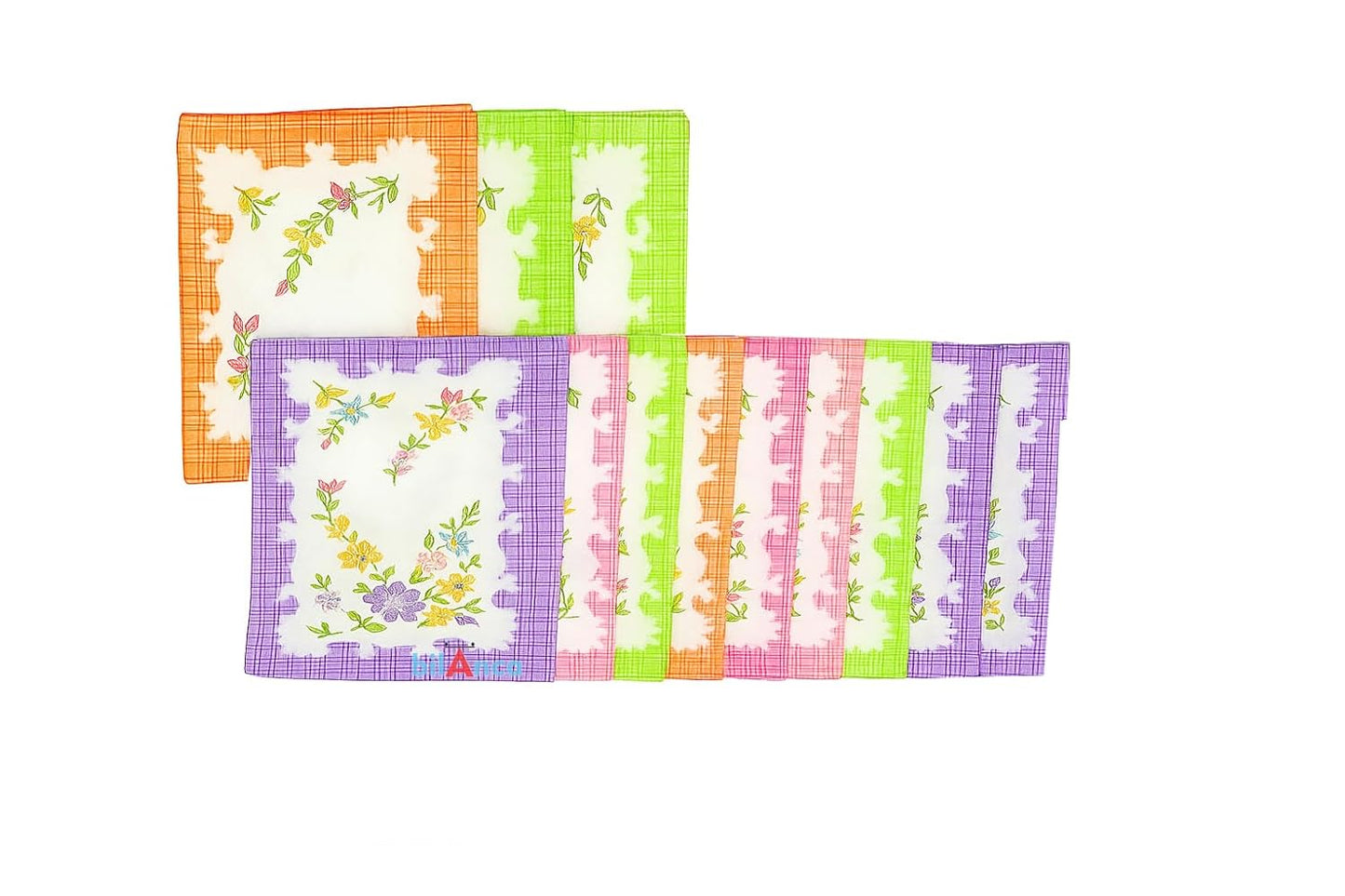 Pure Cotton Women Handkerchief Color Flower Printed Big Size Set of 12 Pieces Set Soft Hankies Ladies Girls Kids 12x12 Inches | 30x30 CMS (12)