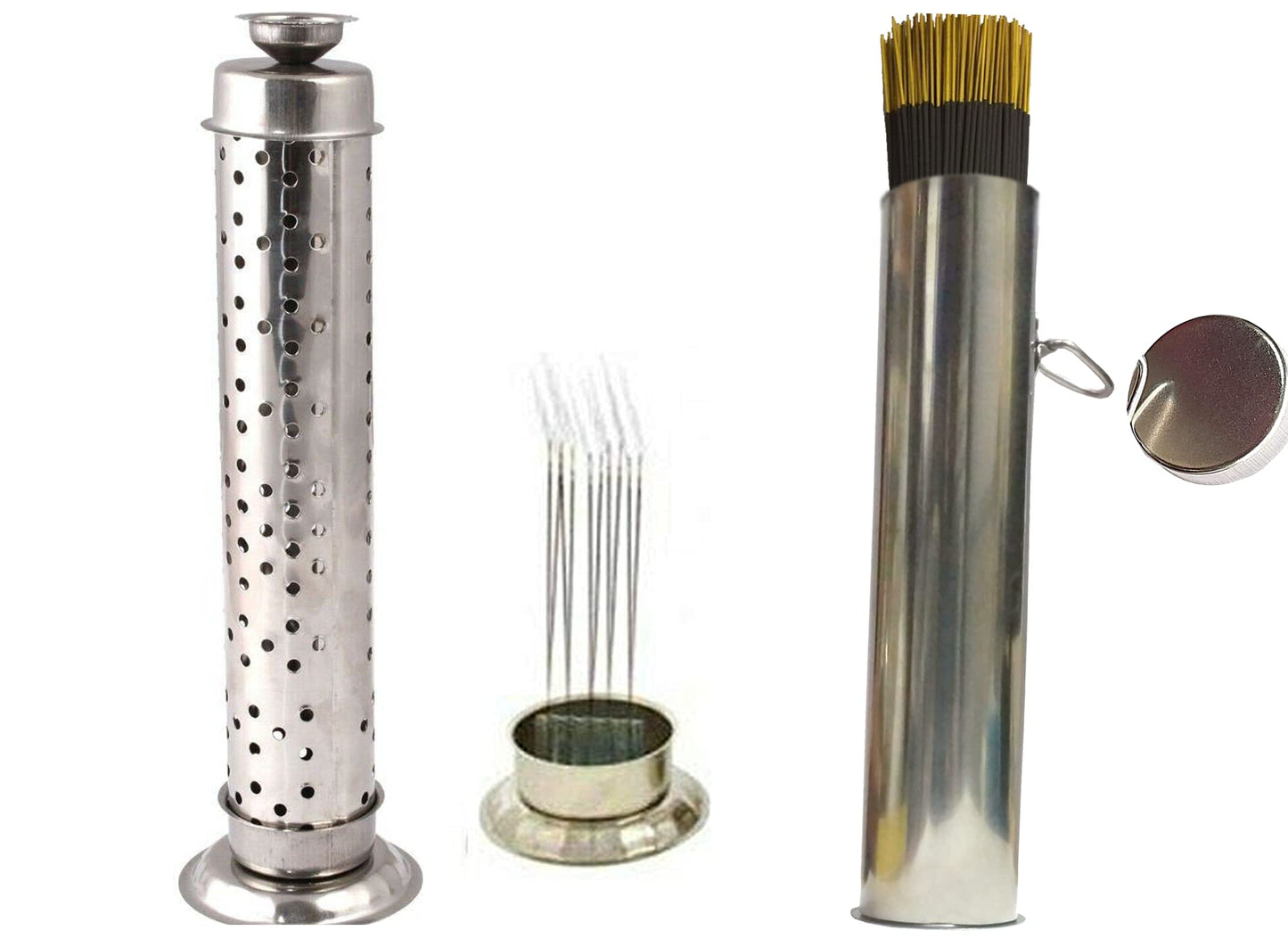 Safety Incense Agarbatti Holder Case Diya Stand Kapoor Daani with Ash Catcher Material: Steel | Spiritual Lucky Yoga Decor (Incense CASE)