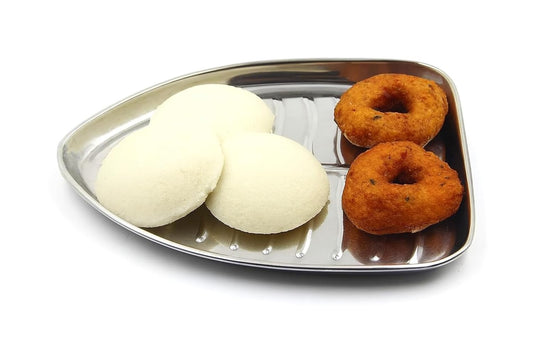 Leaf Shape Stainless Steel Serving Plate | Premium Snack & Dry Fruit Tray | Elegant Steel Platter for Dining, Sweets, Namkeen & Home Décor | Rust-Free, Mirror Finish (1, Med - 23 * 18 CMS)