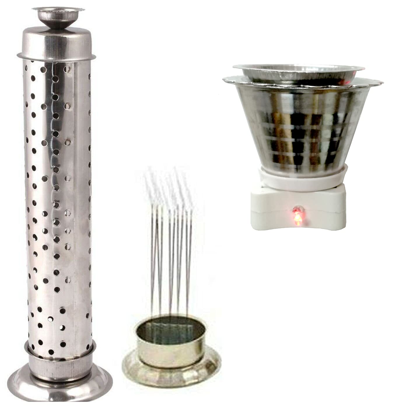 Safety Incense Agarbatti Holder Case Diya Stand Kapoor Daani with Ash Catcher Material: Steel | Spiritual Lucky Yoga Decor (Incense CASE)