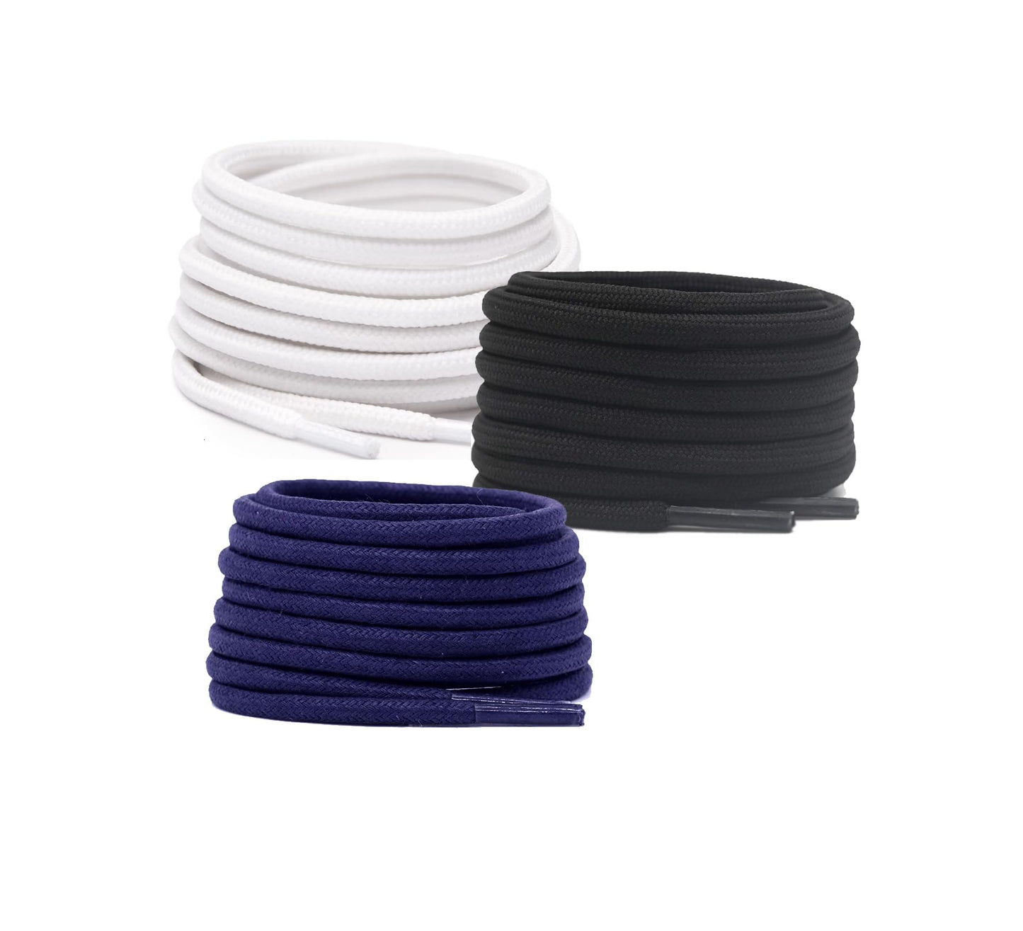 3 PAIRS Round Shoe laces 48 Inches 3 MM Thick Shoelaces for Athletic Running Sneakers Shoes Boot Strings
