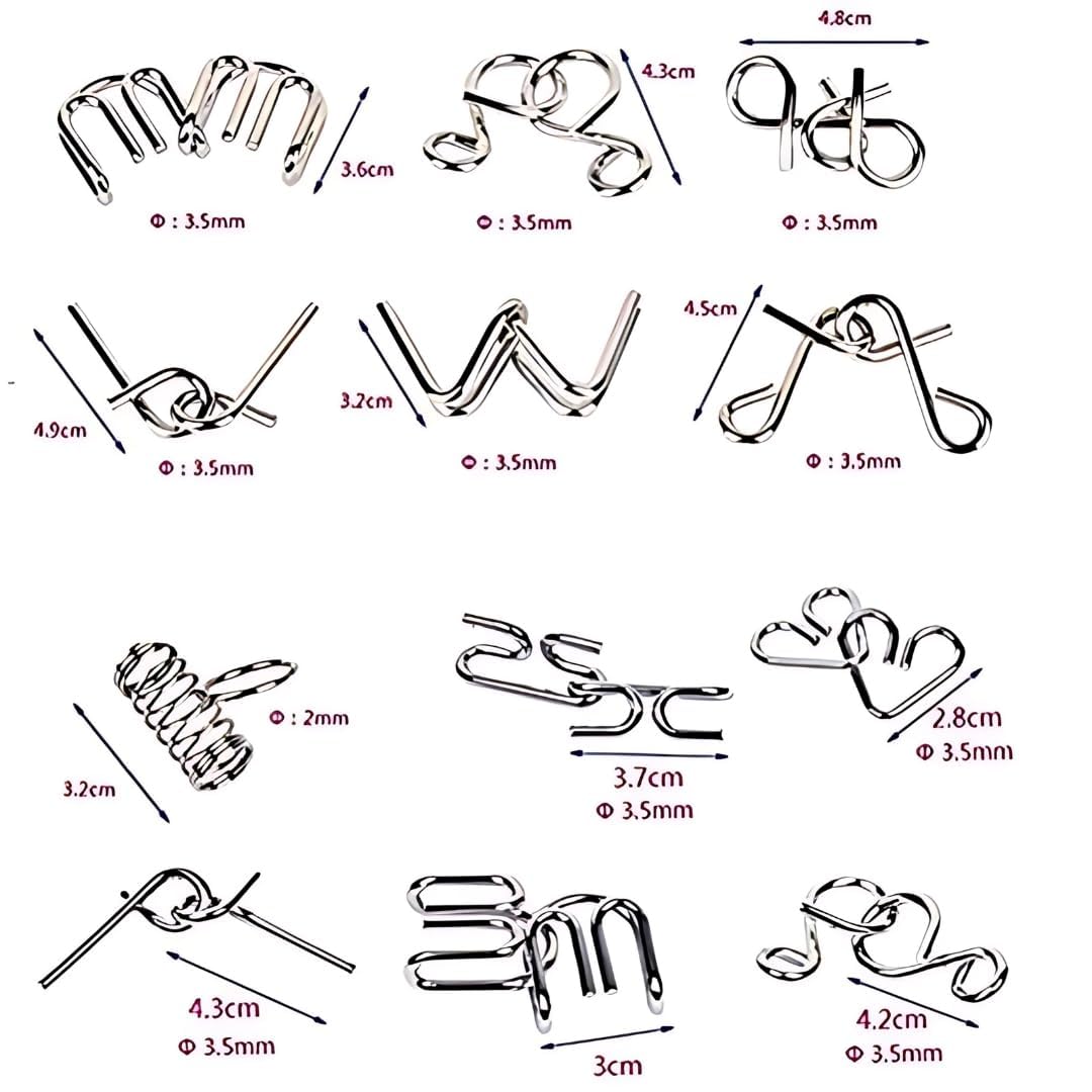 Metal Puzzle Toys Brain Teasers Stainless Steel Wire | Assorted Mental Game Return Gifts, Party Favors, Prizes | Disentanglement | Puzzle Unlock Interlock (Set of 6)