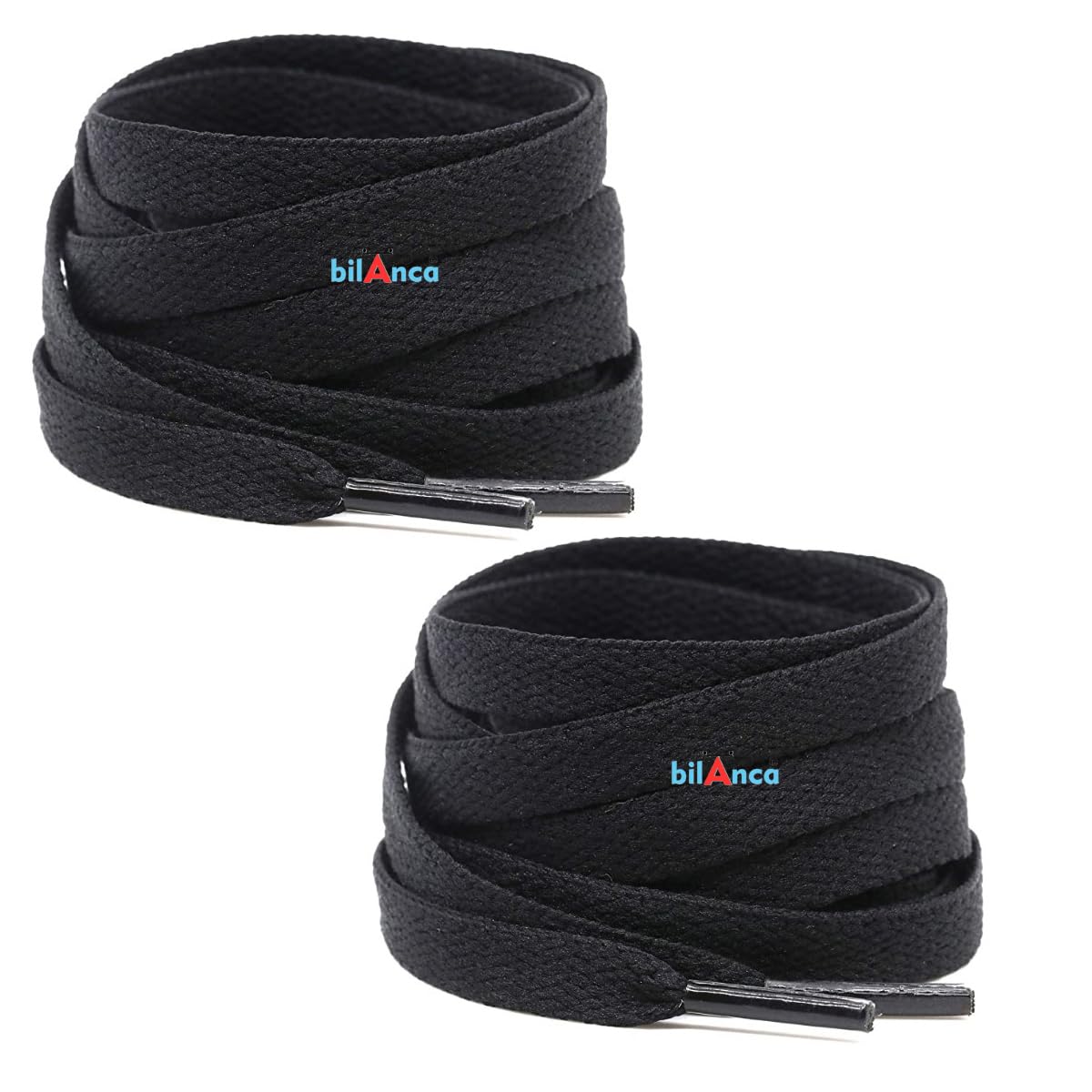 bilAnca 2 PAIRS Flat Shoe laces 48 Inches Wide Shoelaces for Athletic Running Sneakers Sports Shoes Boot Laces Strings (2 Pairs)