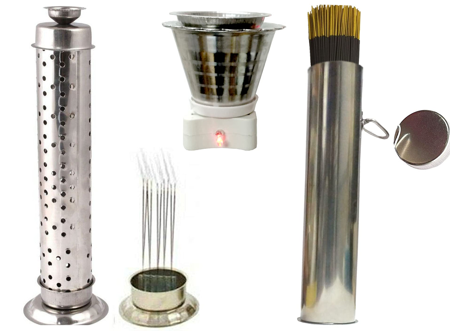 Safety Incense Agarbatti Holder Case Diya Stand Kapoor Daani with Ash Catcher Material: Steel | Spiritual Lucky Yoga Decor (Incense CASE)