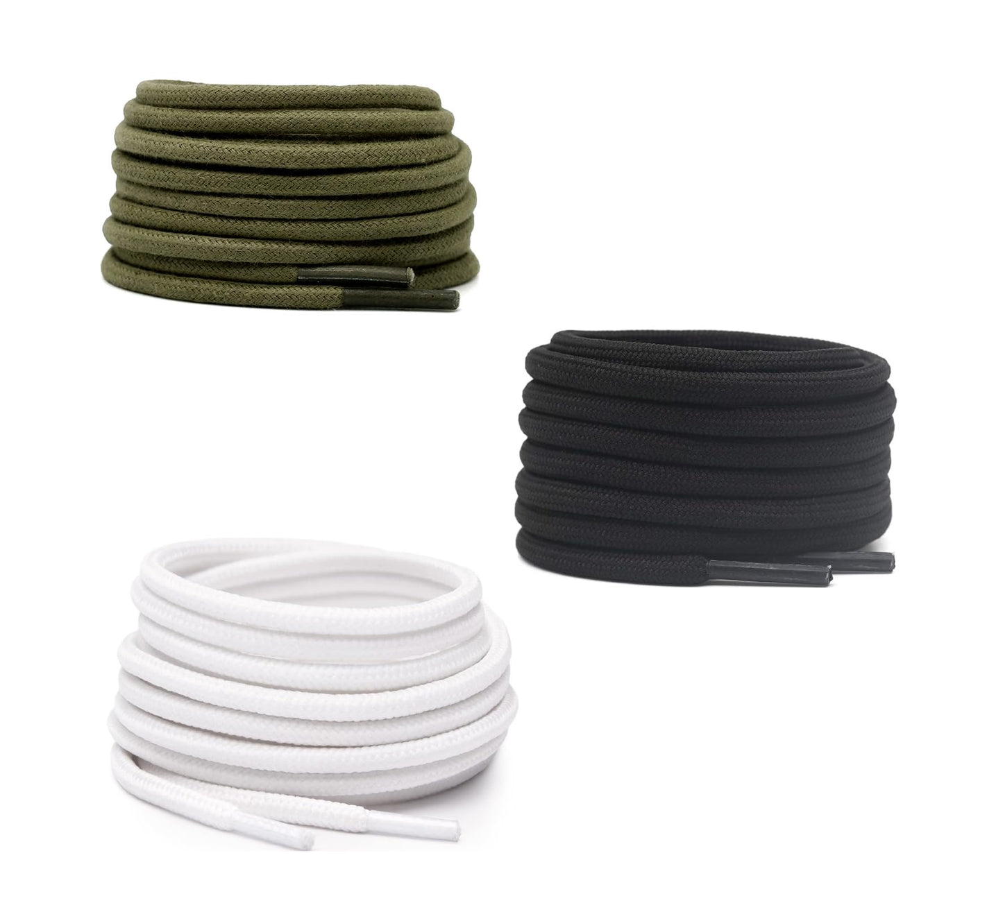 3 PAIRS Round Shoe laces 48 Inches 3 MM Thick Shoelaces for Athletic Running Sneakers Shoes Boot Strings