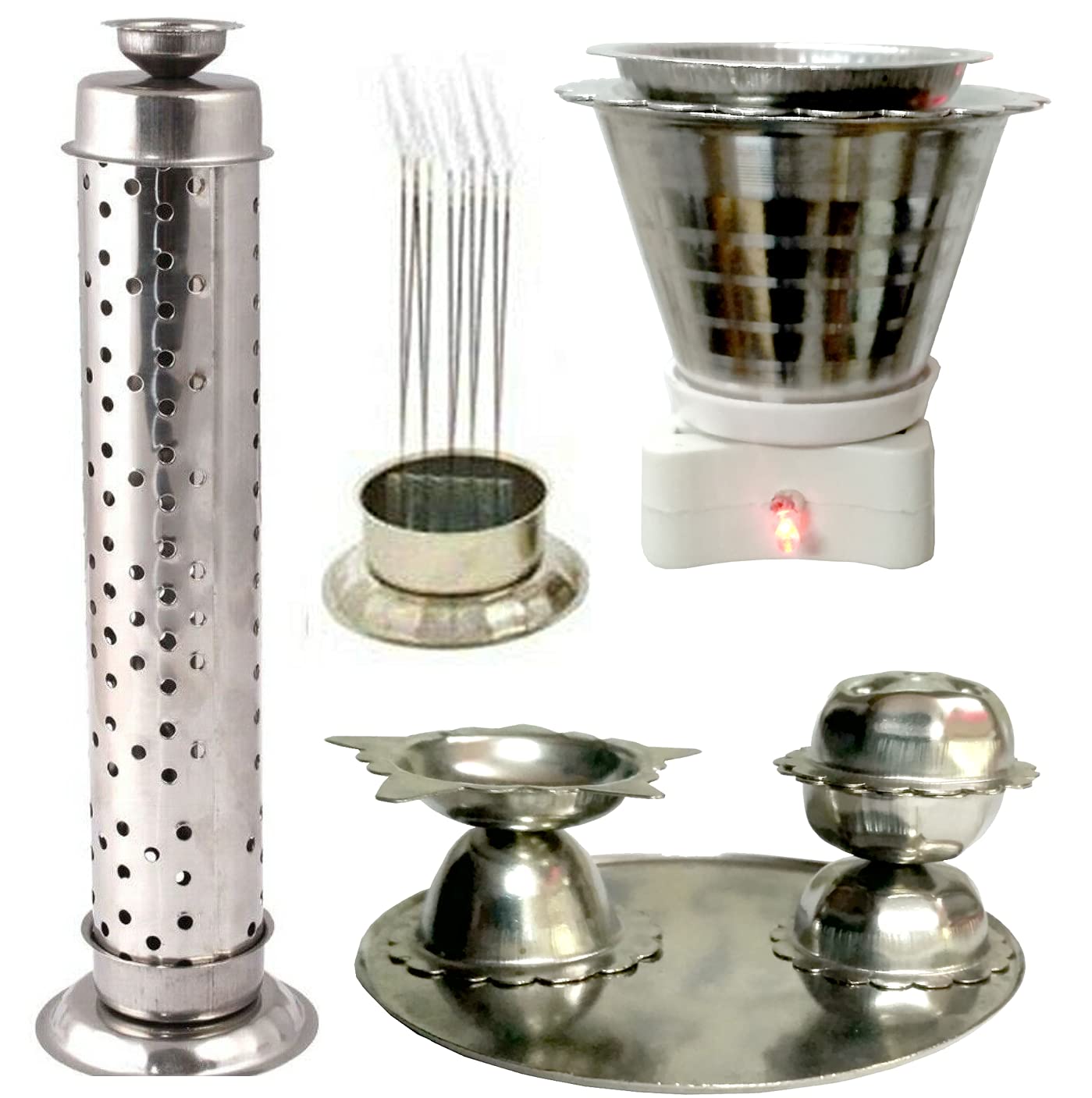 Safety Incense Agarbatti Holder Case Diya Stand Kapoor Daani with Ash Catcher Material: Steel | Spiritual Lucky Yoga Decor (Incense CASE)