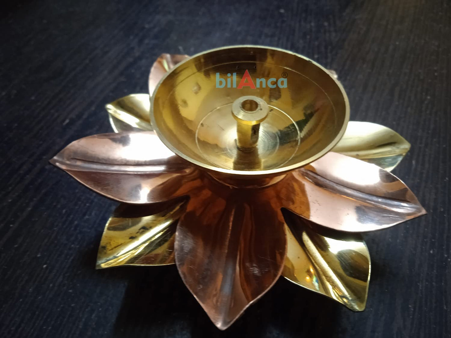 Brass and Copper Kamal Lotus Diya Laxmi Kuber Kamal On Stand (Lotus Diya)