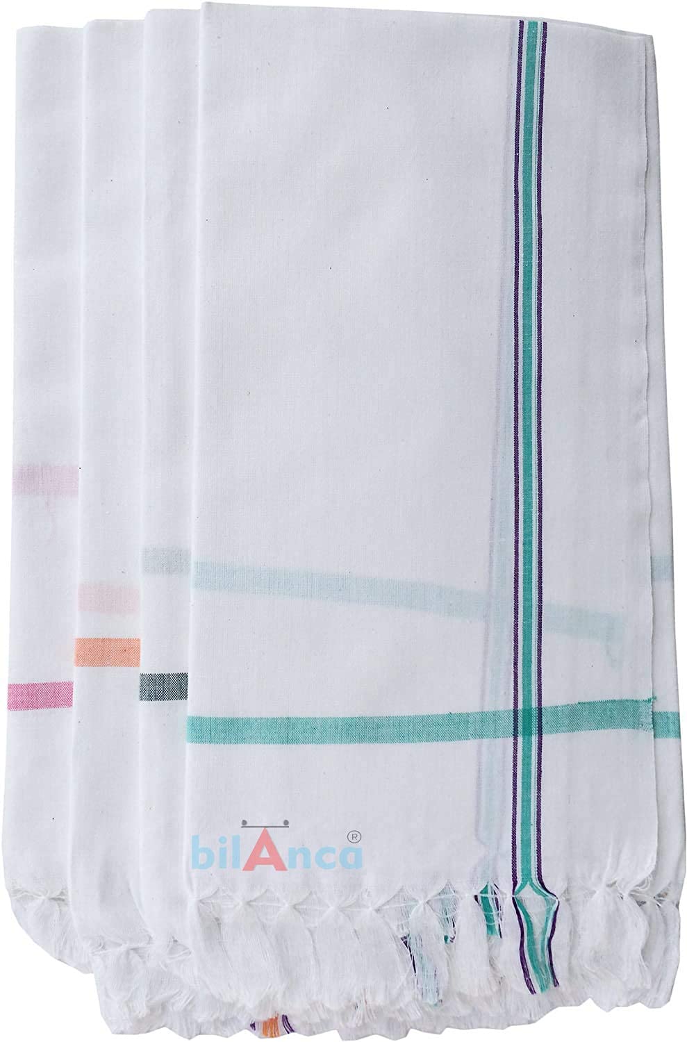 Big Traditional 68" x 34" 300 GSM 100% Pure Cotton Khadi White Gamcha Bath Towel Men Women Kids Best All Season (1)