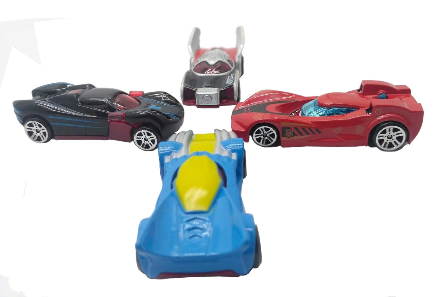 Die Cast Mini Metal Cars Racing Series Metal Automobile Alloy Body Wheel Super Heroes Toys Mini Racers Series Movie Vehicle (Multicolour) Pack of 4