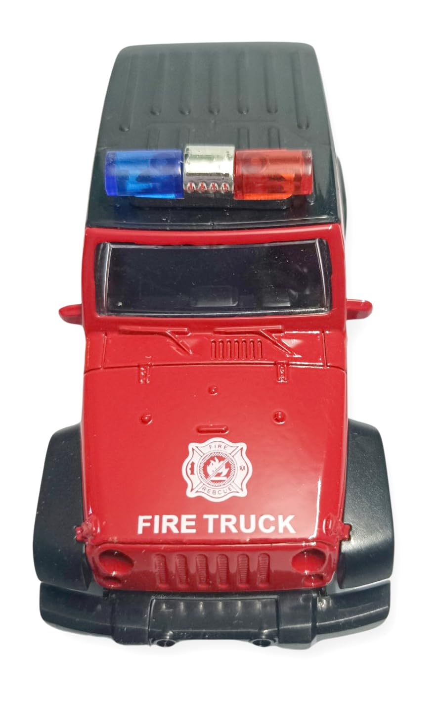One Metal Fire Truck Thar Car Alloy Body Diecast Cars Super Hot Toys Wheels for Kids Multi Color Assortment Pack of ONE (Thar RED)