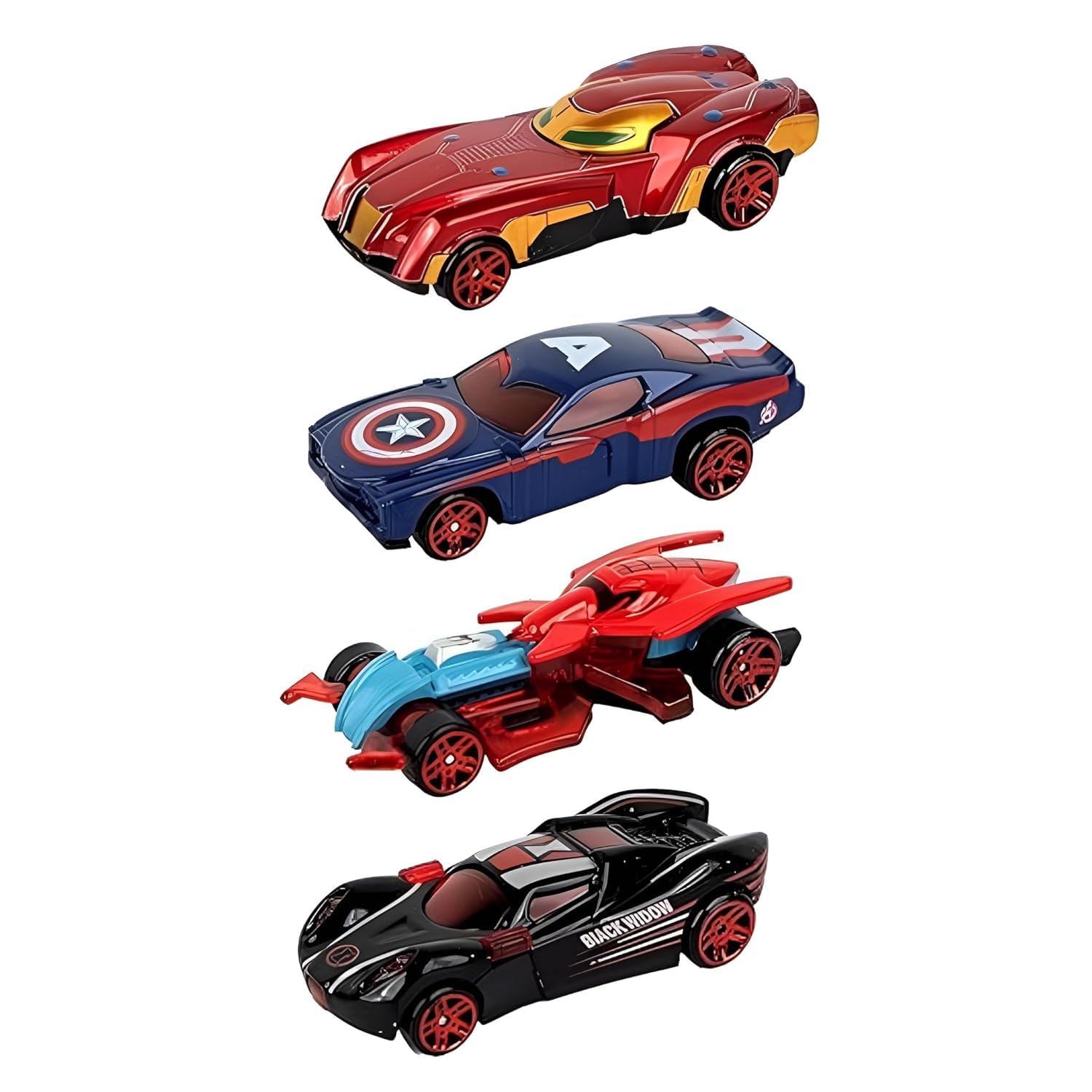 Die Cast Mini Metal Cars Racing Series Metal Automobile Alloy Body Wheel Super Heroes Toys Mini Racers Series Movie Vehicle (Multicolour) Pack of 4