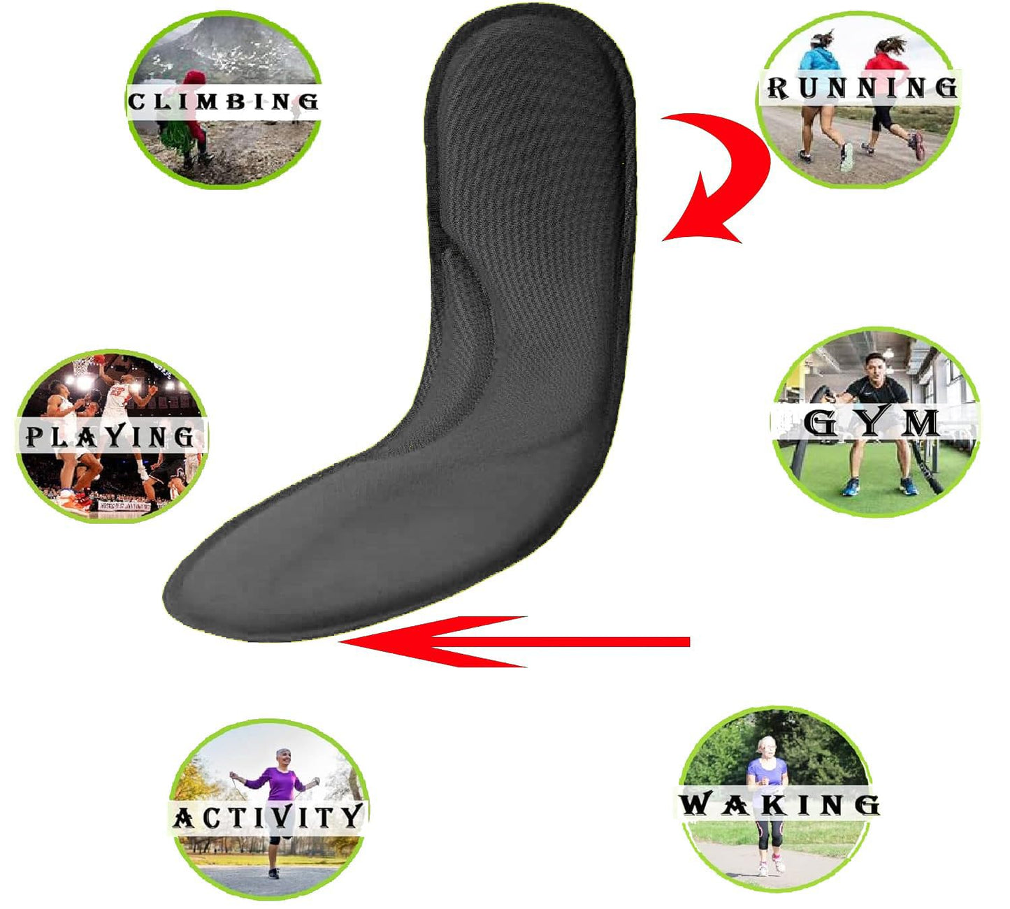Memory Foam shoe Insoles Cushioned Insert Shoe Pad Arch Support Cushion Lightweight In sole Sneakers Sports Shoes, Casual Formal Shoes (Black, 6)