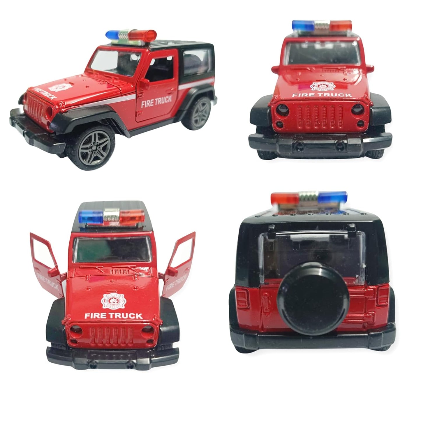 One Metal Fire Truck Thar Car Alloy Body Diecast Cars Super Hot Toys Wheels for Kids Multi Color Assortment Pack of ONE (Thar RED)