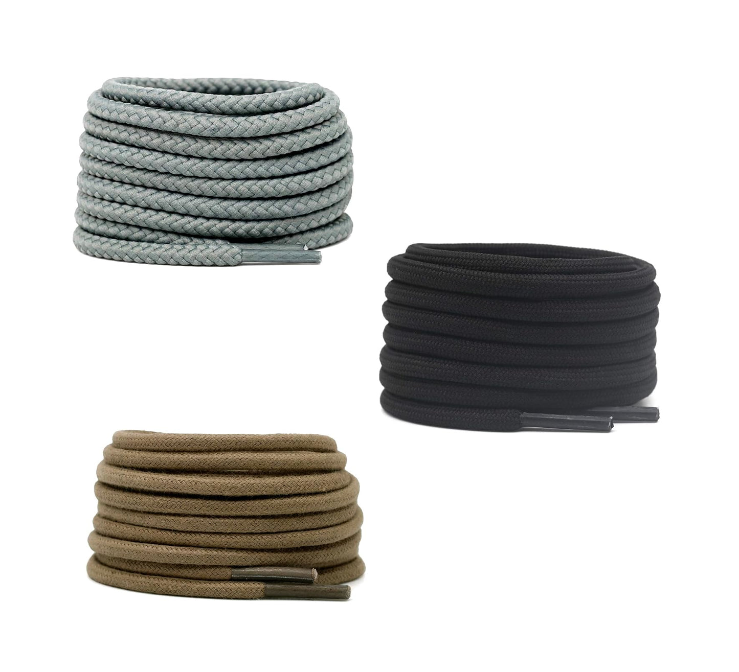 3 PAIRS Round Shoe laces 48 Inches 3 MM Thick Shoelaces for Athletic Running Sneakers Shoes Boot Strings