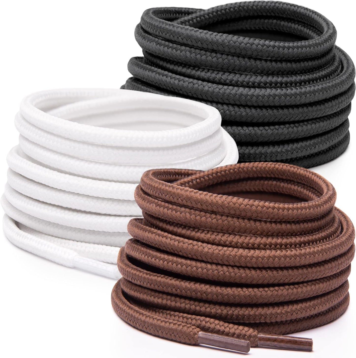 3 PAIRS Round Shoe laces 48 Inches 3 MM Thick Shoelaces for Athletic Running Sneakers Shoes Boot Strings