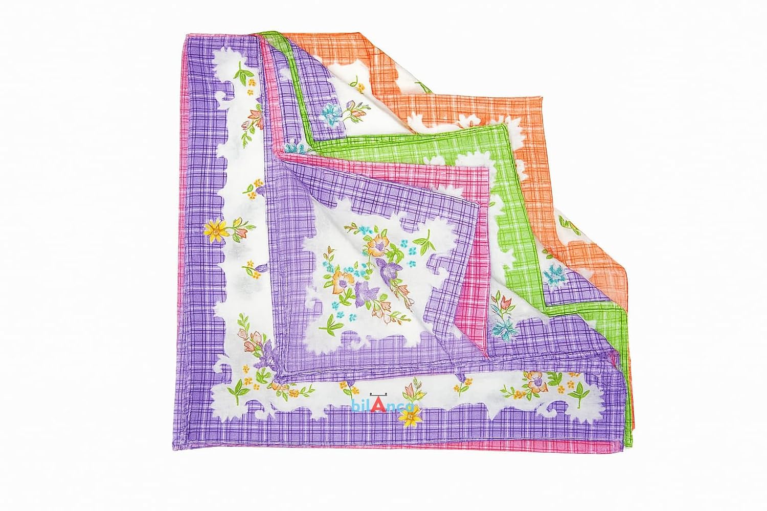 Pure Cotton Women Handkerchief Color Flower Printed Big Size Set of 12 Pieces Set Soft Hankies Ladies Girls Kids 12x12 Inches | 30x30 CMS (12)