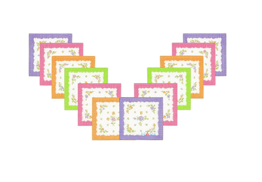 Pure Cotton Women Handkerchief Color Flower Printed Big Size Set of 12 Pieces Set Soft Hankies Ladies Girls Kids 12x12 Inches | 30x30 CMS (12)