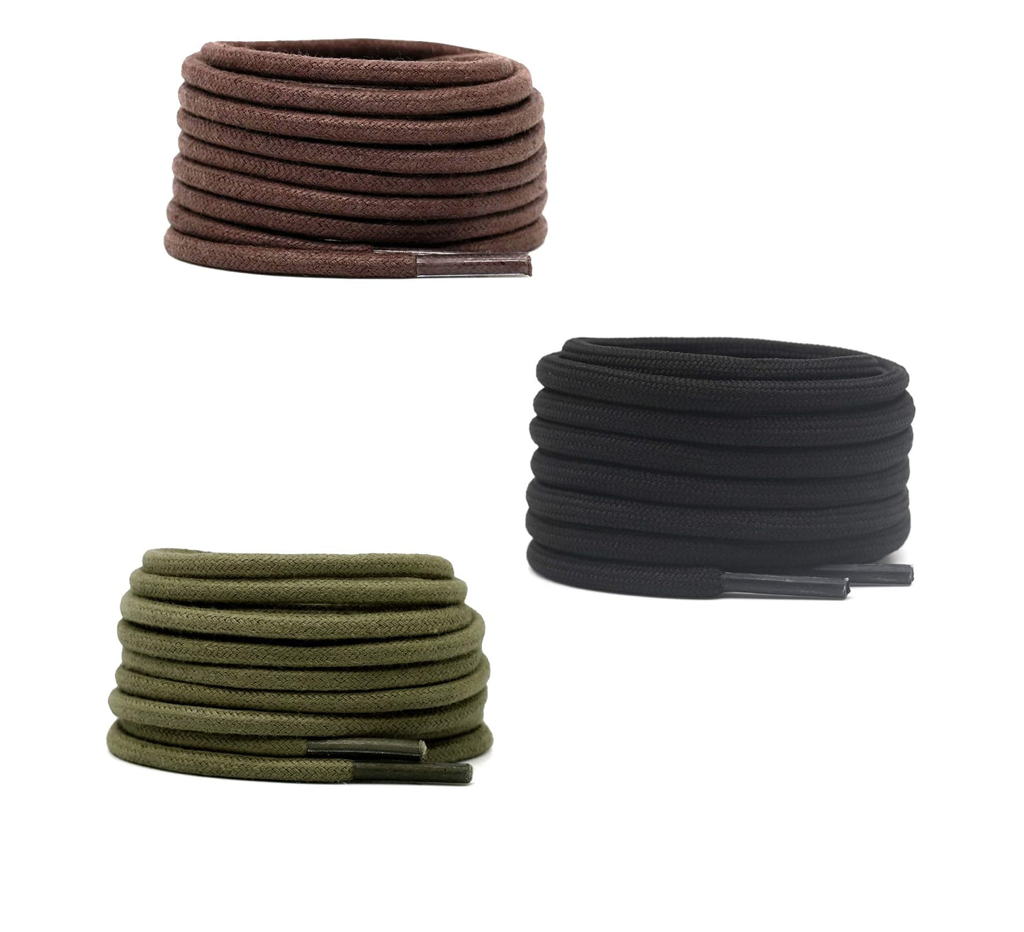 3 PAIRS Round Shoe laces 48 Inches 3 MM Thick Shoelaces for Athletic Running Sneakers Shoes Boot Strings