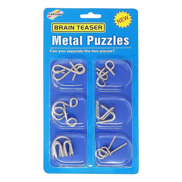 Metal Puzzle Toys Brain Teasers Stainless Steel Wire | Assorted Mental Game Return Gifts, Party Favors, Prizes | Disentanglement | Puzzle Unlock Interlock (Set of 6)