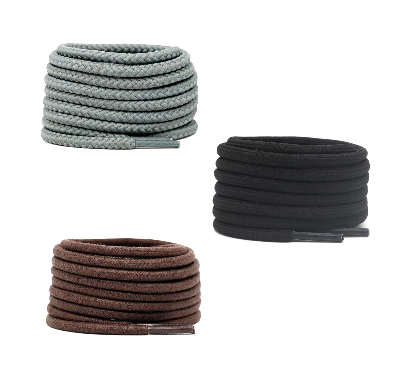 3 PAIRS Round Shoe laces 48 Inches 3 MM Thick Shoelaces for Athletic Running Sneakers Shoes Boot Strings