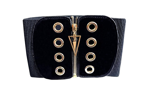 Women Elastic Stretchable Waist Belt with Metal Buckle | Stylish Fashion Belt for Saree, Gown, Dress, Kurti & Tops | Elegant Waist Cincher for Party, DailyWear