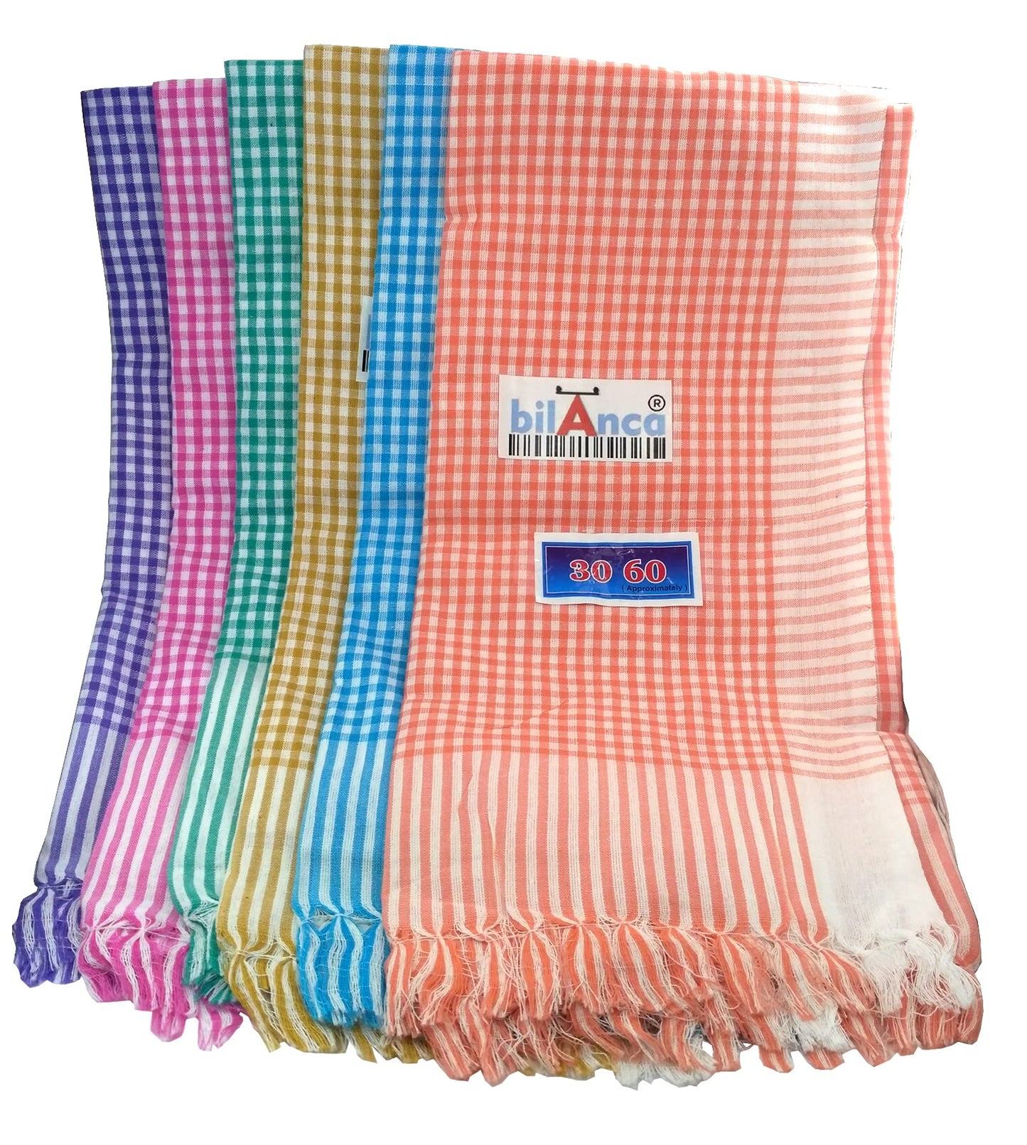 bilAnca Pure Cotton Gamcha Multi Color Checks Unisex 30x60 Inch Approx