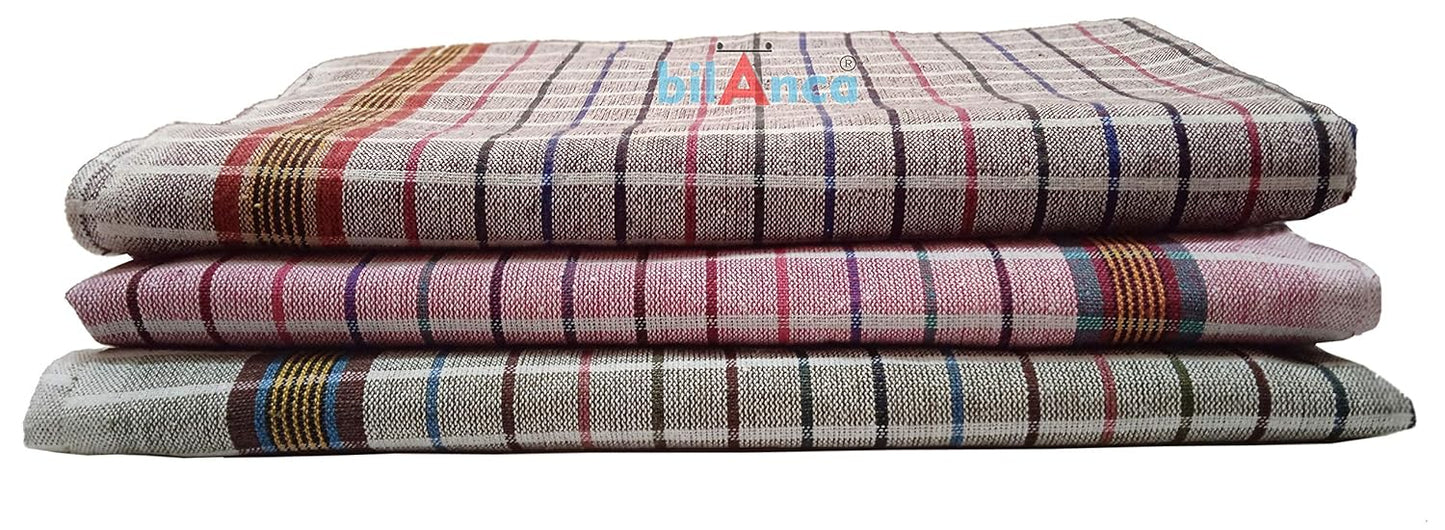 100% Cotton Gamcha Bath Towel 58" x 28" Multi Color for Men Women Kids Best for Summer Season (12)