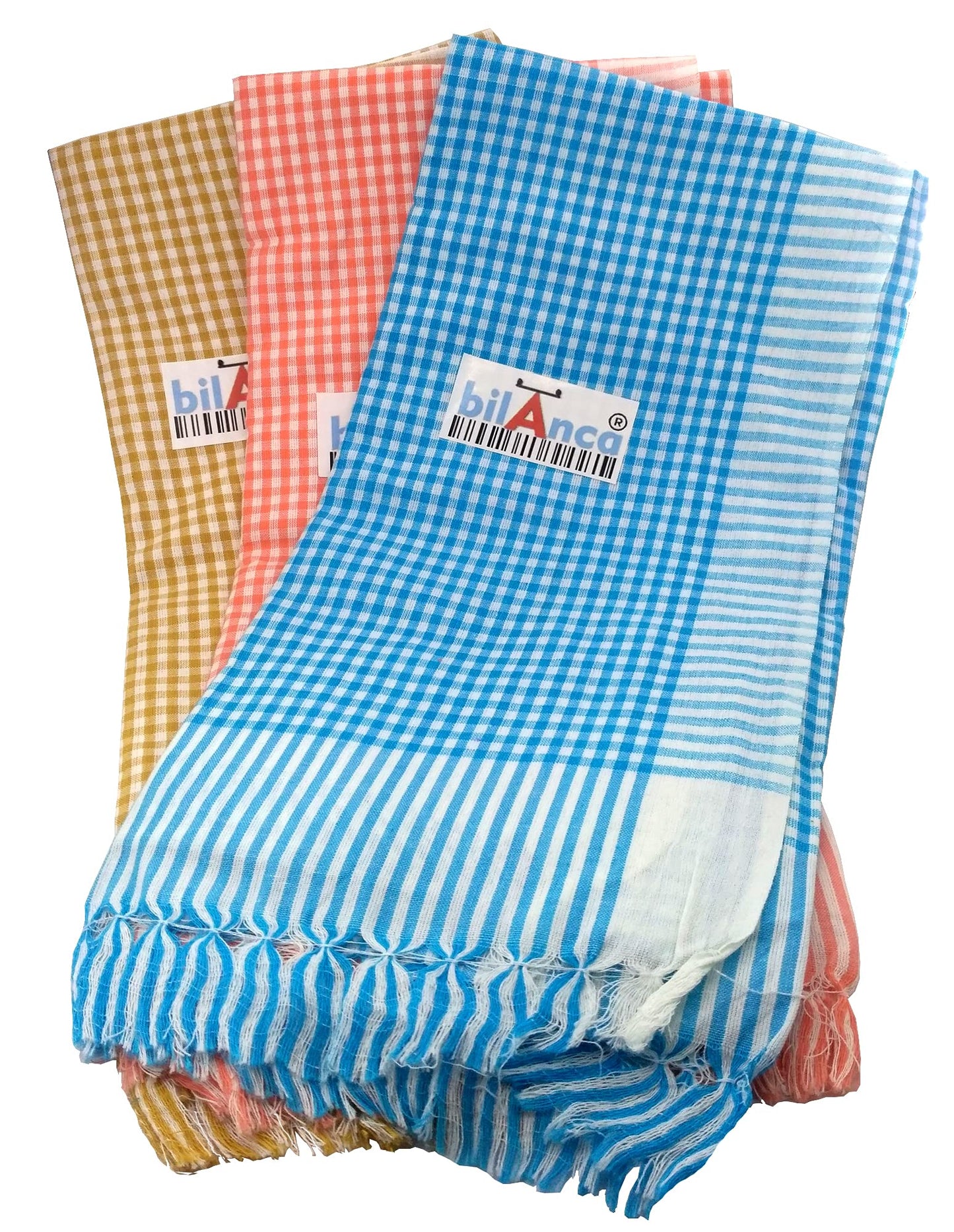 bilAnca Pure Cotton Gamcha Multi Color Checks Unisex 30x60 Inch Approx