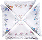 100% Cotton Women White Handkerchief Hanky Hankies 12 Pieces Set Large Size 13 X 13 (33 x 33 CMS) Soft Flower Printed Hankies Ladies Hand kerchief (Random Designs)