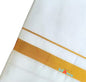 bilAnca White Pure Cotton Single Dhoti for Men with Gold Border | Traditional Wedding, Pooja & Festival Wear | Comfortable, Breathable & Lightweight Ethnic Dhoti (Cotton Blend, 2 Meter)